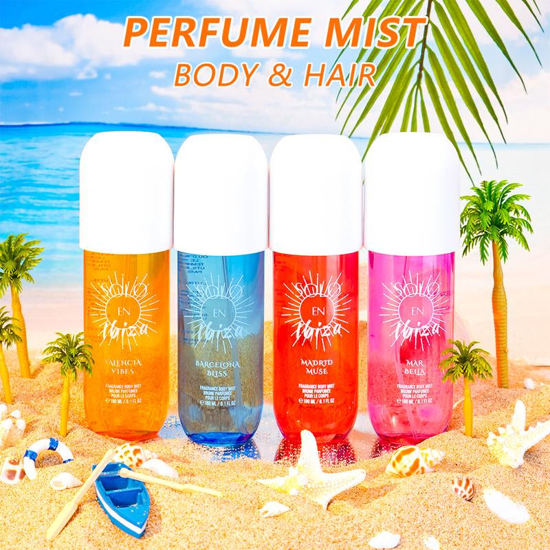 SOLO EN IBIZA 6.1 Fl.Oz/180Ml Body & Hair Fragrance Mist for Men & Women, Long-Lasting Perfume Spray, Perfect for Dating, Daily Life, Parties, Gift Giving