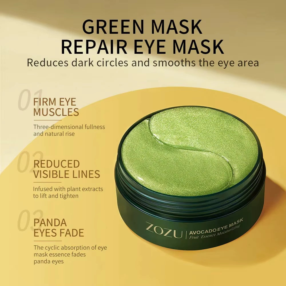 120Pcs Avocado Golden Collagen Eye Mask anti Dark Circles Removal Eye Bags Moisturizing Firming Eye Patches Skin Care Products