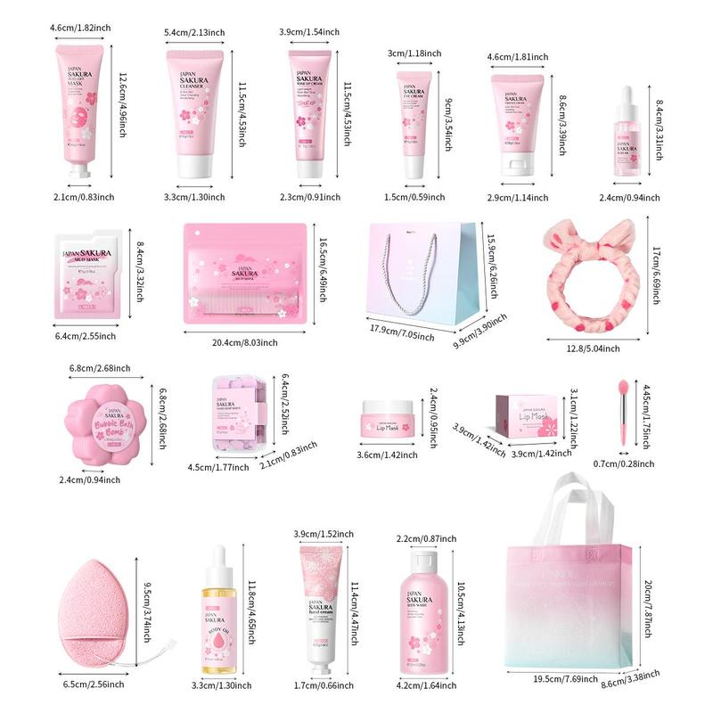 Sakura Skincare Set, 9 Counts Sakura Body Care Set & 11Pcs Skincare Set, Beauty & Personal Care Product, Birthday Gift, Valentine'S Day Gift