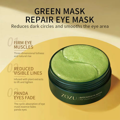 120Pcs Avocado Golden Collagen Eye Mask anti Dark Circles Removal Eye Bags Moisturizing Firming Eye Patches Skin Care Products