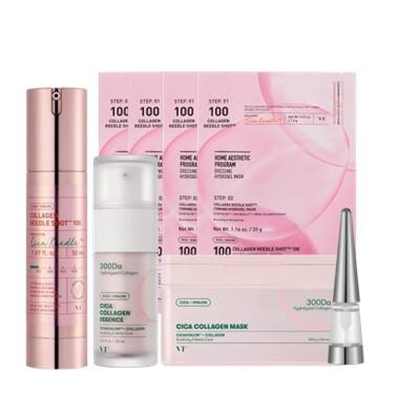 [VT Official][Tiktok Shop Exclusive] Affordable Pink Collagen Skincare Bundle | Collagen Reedle Shot | Sheet Mask | Serum | Overnight Hydrogel Mask | Lip Plumper | Korean Skincare Set