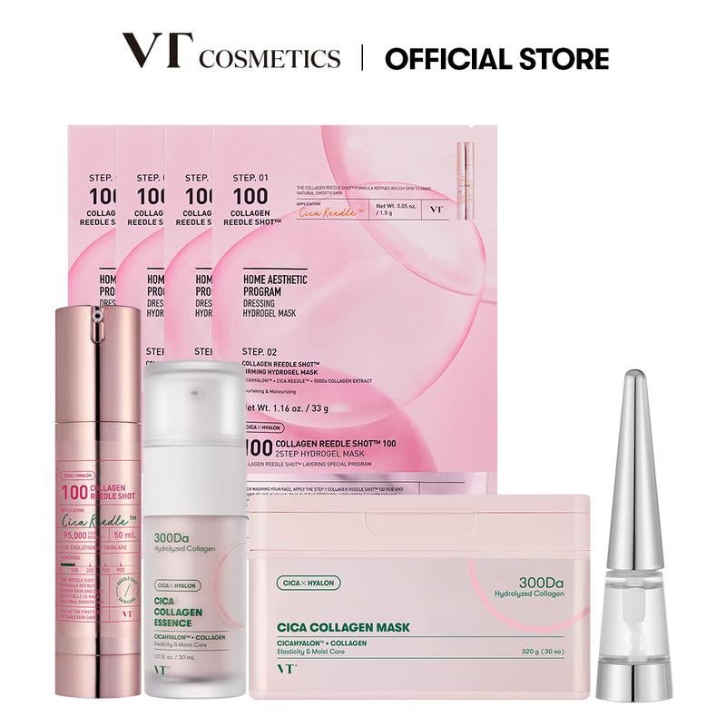 [VT Official][Tiktok Shop Exclusive] Affordable Pink Collagen Skincare Bundle | Collagen Reedle Shot | Sheet Mask | Serum | Overnight Hydrogel Mask | Lip Plumper | Korean Skincare Set